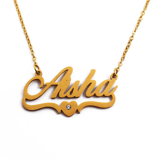 Aisha Name Necklace - Heart Detail