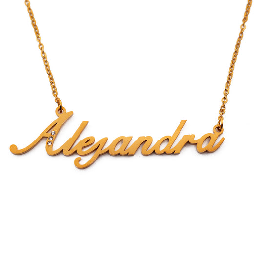 Alejandra Name Necklace - Crystal Detail