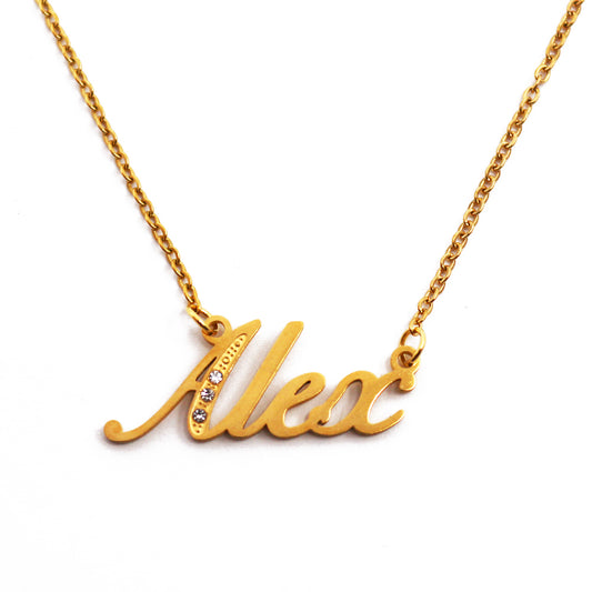 Alex Name Necklace - Crystal Detail