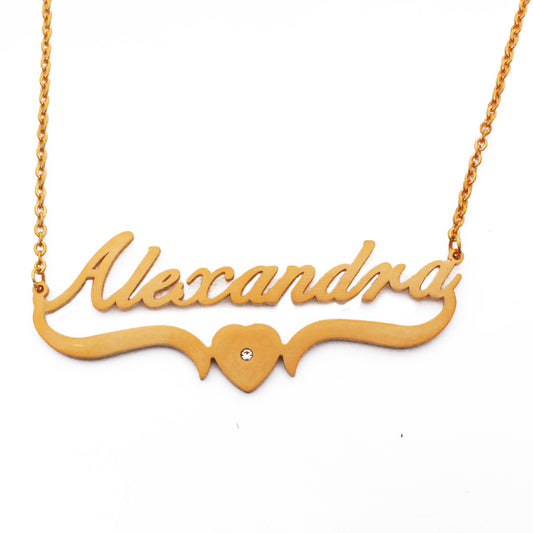 Alexandra Name Necklace - Heart Detail