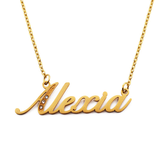 Alexia Name Necklace - Crystal Detail