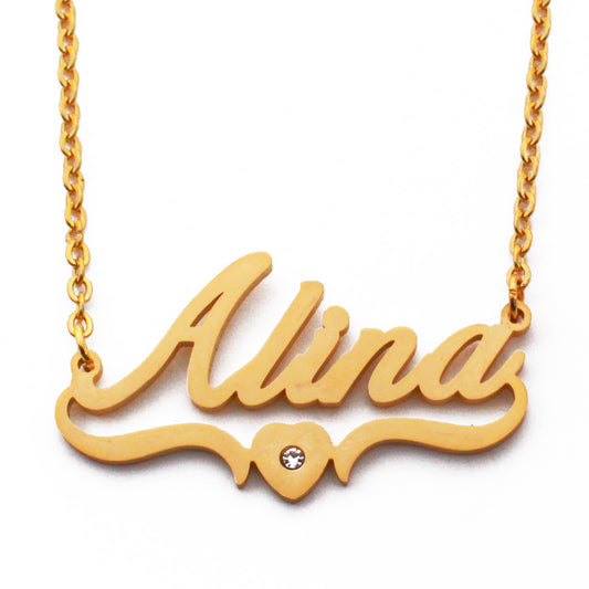 Alina Name Necklace - Heart Detail