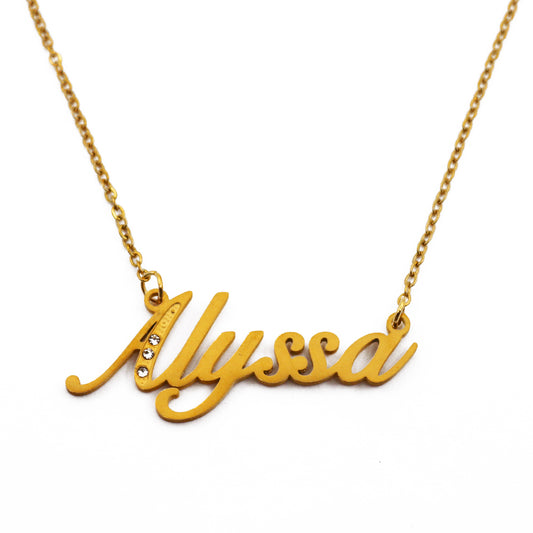 Alyssa Name Necklace - Crystal Detail