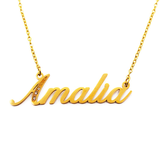 Amalia Name Necklace - Crystal Detail