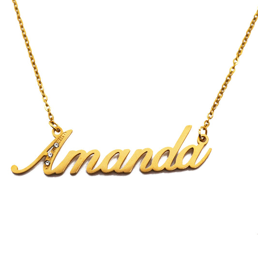 Amanda Name Necklace - Crystal Detail