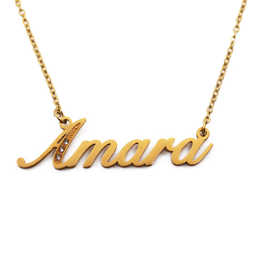 Amara Name Necklace - Crystal Detail