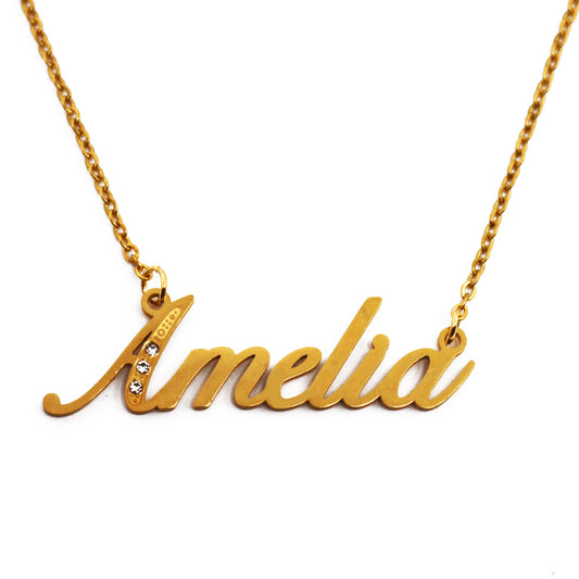 Amelia Name Necklace - Crystal Detail