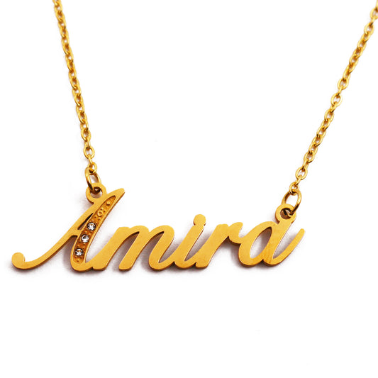 Amira Name Necklace - Crystal Detail