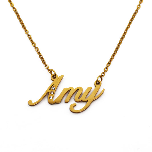 Amy Name Necklace - Crystal Detail