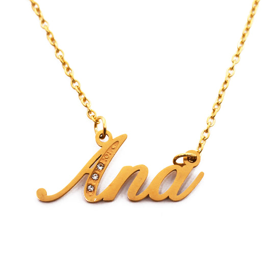 Ana Name Necklace - Crystal Detail