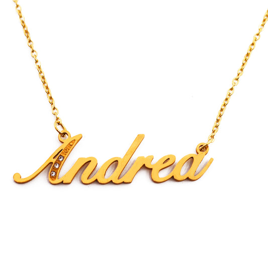 Andrea Name Necklace - Crystal Detail