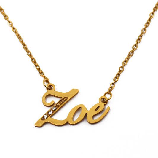 Zoe Name Necklace - Crystal Detail