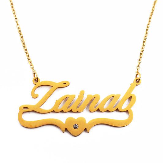 Zainab Name Necklace - Heart Detail