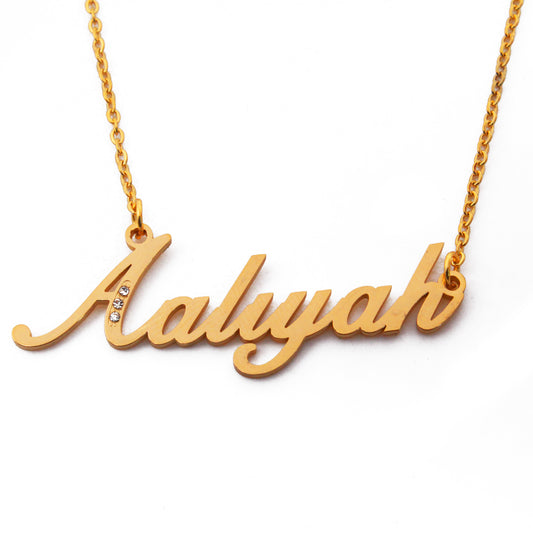Aaliyah Name Necklace - Crystal Detail