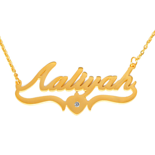 Aaliyah Name Necklace - Heart Detail