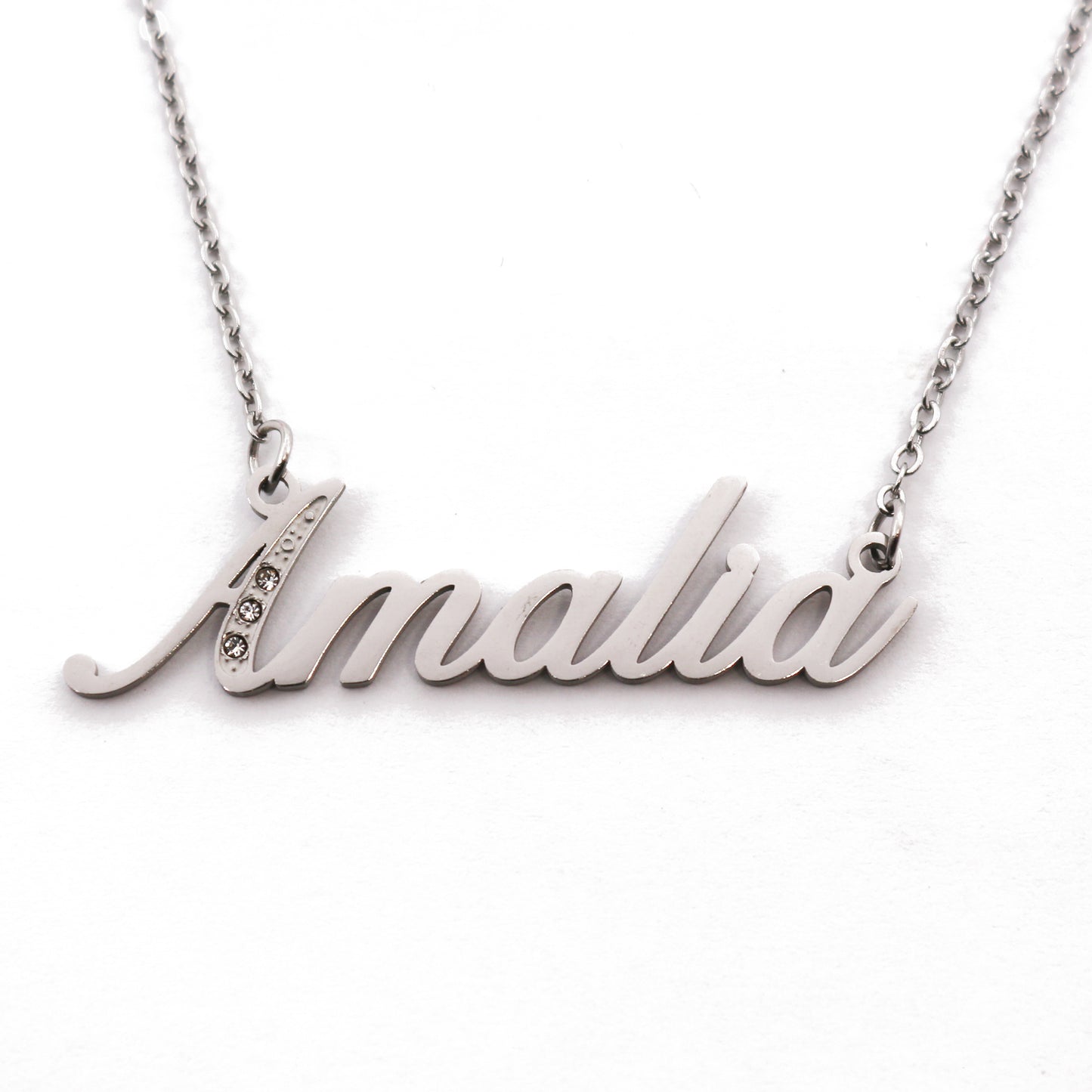 Amalia Name Necklace - Crystal Detail