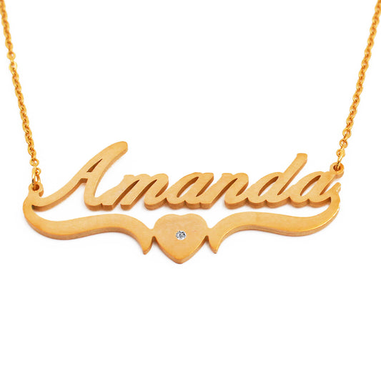 Amanda Name Necklace - Heart Detail