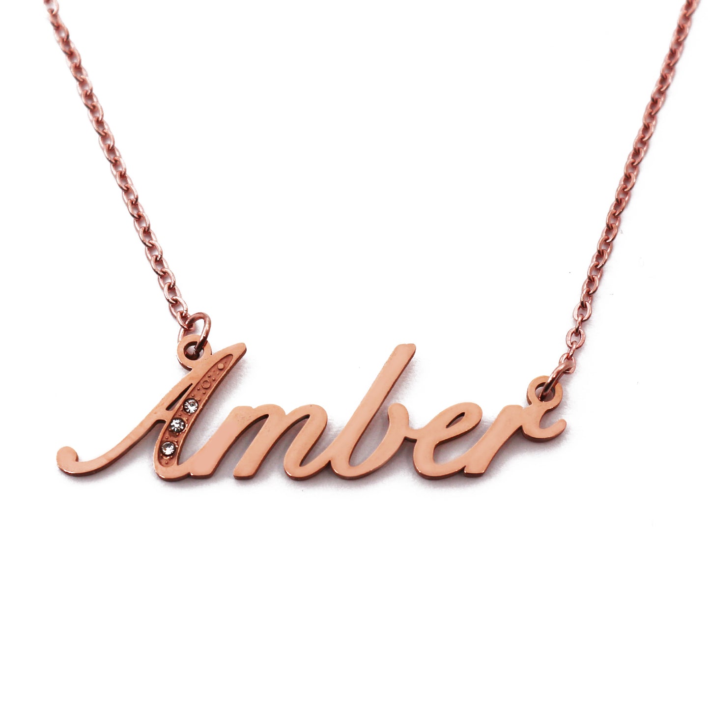 Amber Name Necklace - Crystal Detail