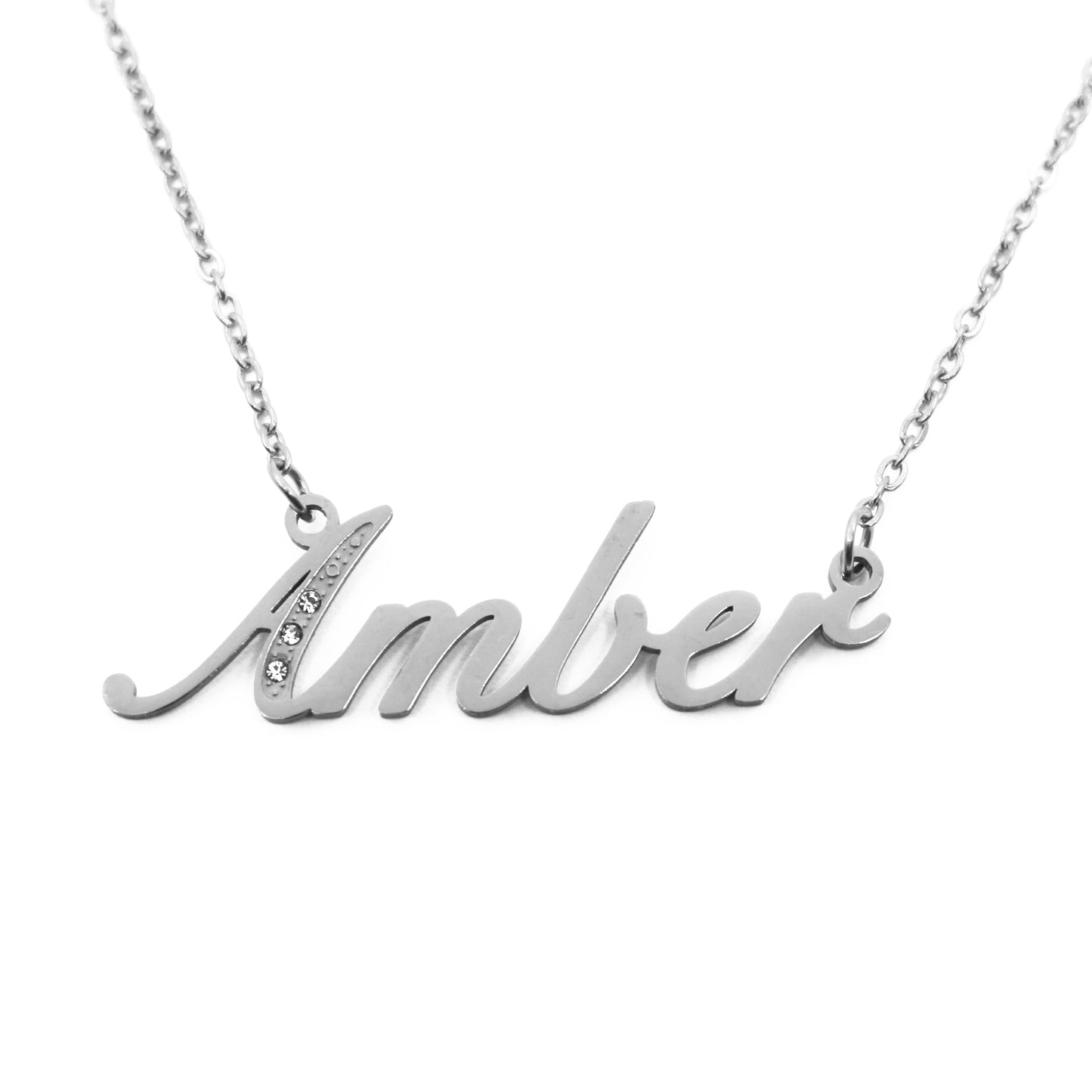 Amber Name Necklace - Crystal Detail