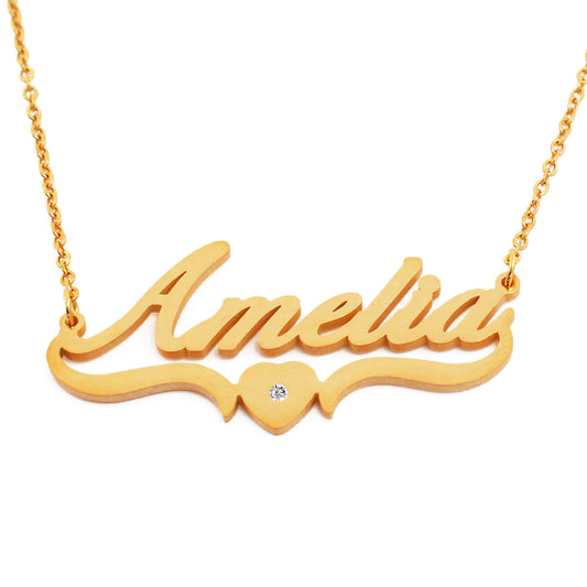 Amelia Name Necklace - Heart Detail