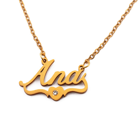 Ana Name Necklace - Heart Detail