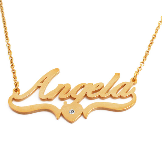 Angela Name Necklace - Heart Detail