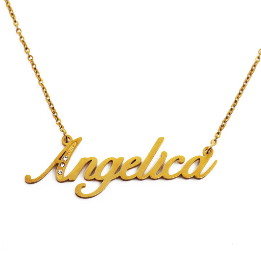 Angelica Name Necklace - Crystal Detail
