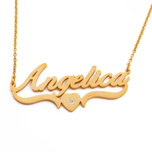 Angelica Name Necklace - Heart Detail