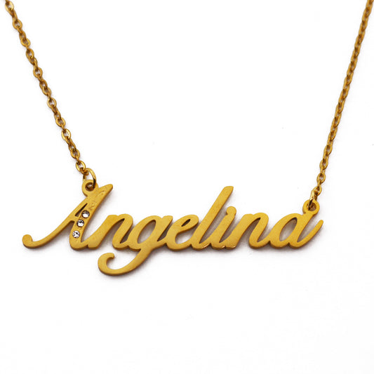 Angelina Name Necklace - Crystal Detail