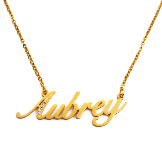 Aubrey Name Necklace - Crystal Detail
