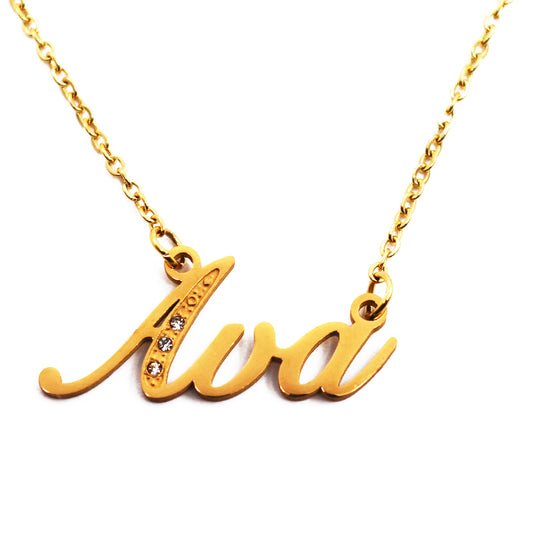 Ava Name Necklace - Crystal Detail