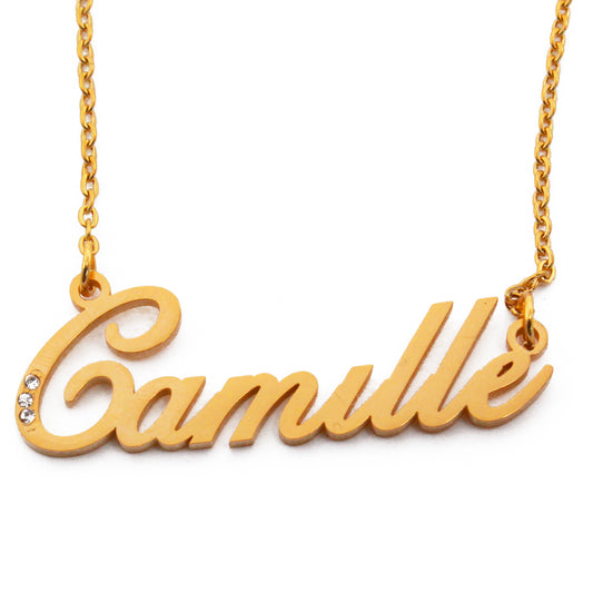 Camille Name Necklace - Crystal Detail