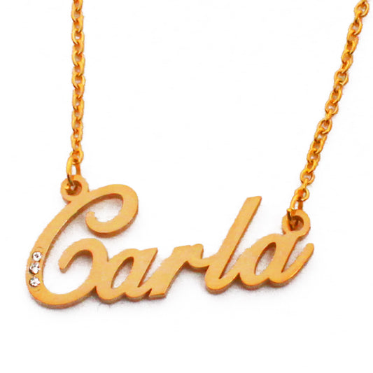 Carla Name Necklace - Crystal Detail