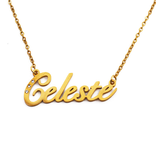 Celeste Name Necklace - Crystal Detail