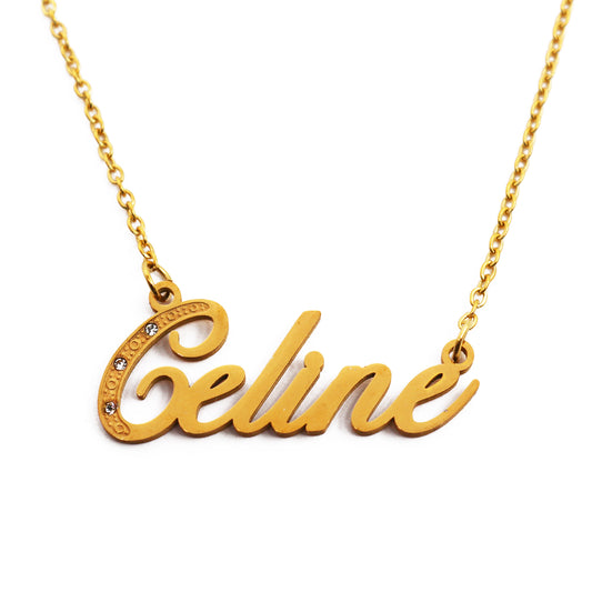 Celine Name Necklace - Crystal Detail