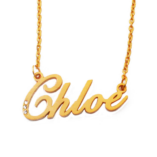 Chloe Name Necklace - Crystal Detail
