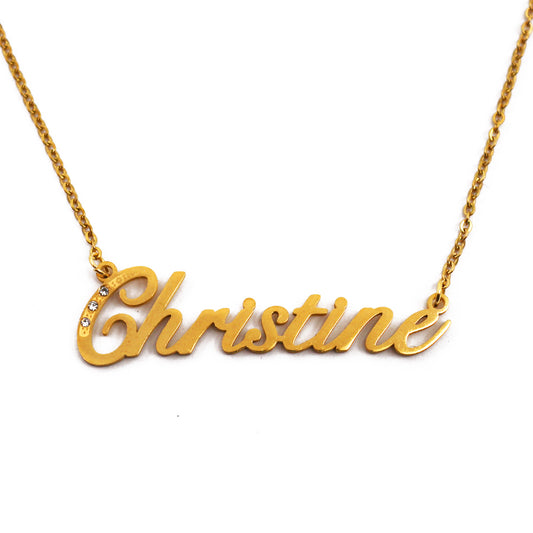 Christine Name Necklace - Crystal Detail