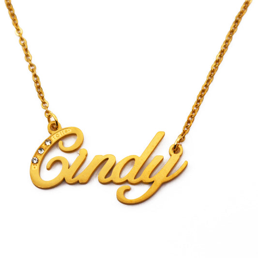 Cindy Name Necklace - Crystal Detail