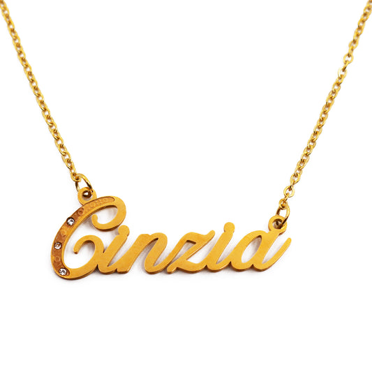 Cinzia Name Necklace - Crystal Detail