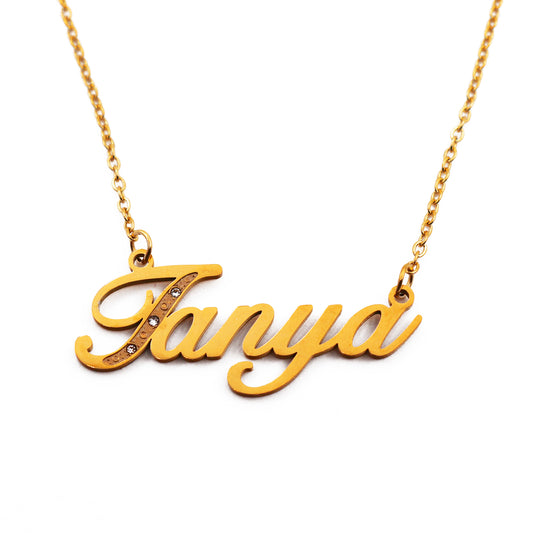 Tanya Name Necklace - Crystal Detail
