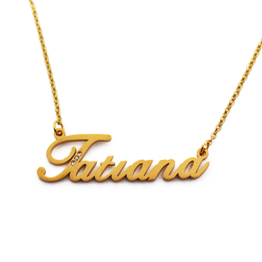 Tatiana Name Necklace - Crystal Detail