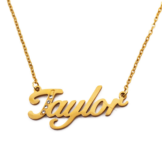 Taylor Name Necklace - Crystal Detail