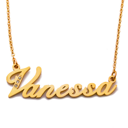Vanessa Name Necklace - Crystal Detail