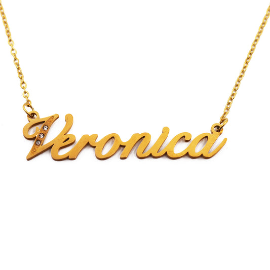 Veronica Name Necklace - Crystal Detail