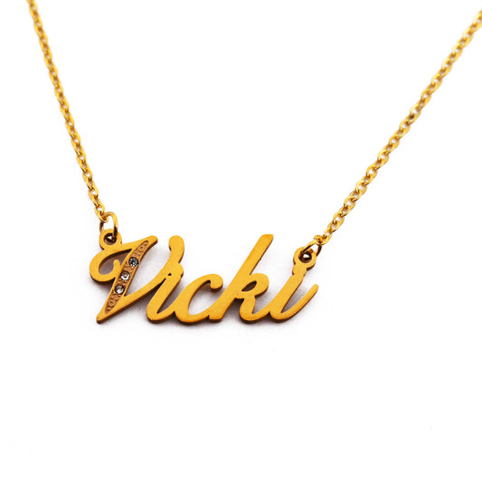 Vicki Name Necklace - Crystal Detail