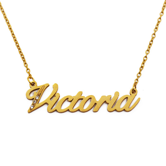 Victoria Name Necklace - Crystal Detail