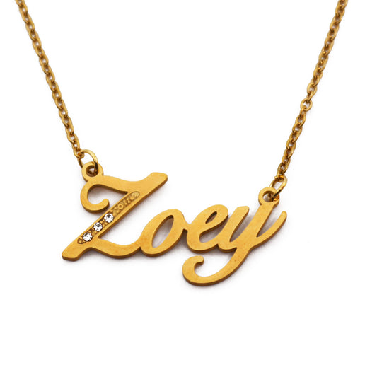 Zoey Name Necklace - Crystal Detail